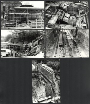 1985 Budapest, a budavári sikló építése idején, 13 db vintage ezüstzselatinos fotó, datált, többsége jelzett...