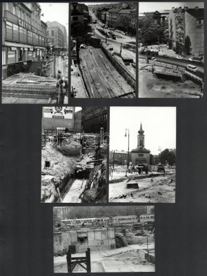 1974 Budapest, Kálvin tér, az aluljárórendszer építése idején, 13 db vintage ezüstzselatinos fotó, egy része datált...
