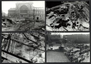 1967 és 1968 Budapest, a Baross tér látképe az aluljárórendszer építése idején, 13 db vintage ezüstzselatinos fotó...