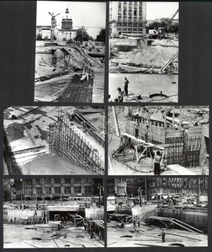 1974 Budapest, Deák tér, az aluljárórendszer építése idején, 9 db vintage ezüstzselatinos fotó, datált, jelzett...