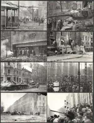 1956 Budapest, a forradalom eseményei képeken, 22 db fotó, 9×14 cm