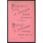cca 1880 Steyer Ennsleiten, Ausztria, vasútállomás vonatokkal, háttérben a várossal, J. Jäger keményhátú fotója, 6,5×10...
