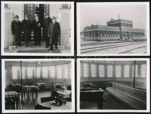 1938 Gdynia, Lengyelország, fürdő, fürdő belső terei, 4 db feliratozott fotó, 9×12 cm