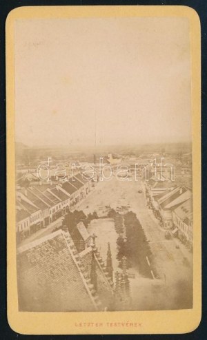 cca 1875 Kassa látképe, keményhátú fotó a Letzter testvérek (Debrecen, Kassa) műterméből, hátoldalon feliratozva, 10...