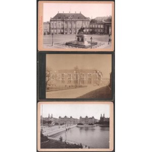cca 1890 Koppenhága, 3 db városképes keményhátú fotó, 10,5×6,5 cm, / Copenhagen, Denmark