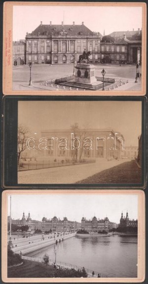 cca 1890 Koppenhága, 3 db városképes keményhátú fotó, 10,5×6,5 cm, / Copenhagen, Denmark
