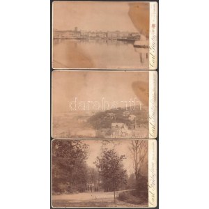 cca 1880 Helsingborg, Svédország, 3 db városképes keményhátú fotó, 10,5×16,5 cm / Helsinborg...