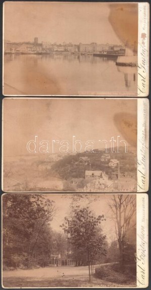 cca 1880 Helsingborg, Svédország, 3 db városképes keményhátú fotó, 10,5×16,5 cm / Helsinborg...