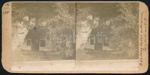 cca 1910 Miskolc, avasi barlanglakás, sztereófotó, feliratozva, 9×17,5 cm