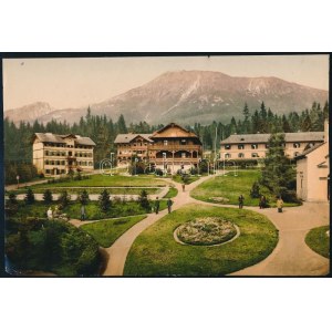 cca 1880 Tátrafüred látképe, Stary Smokovec (Magas-Tátra, Vysoké Tatry) chromolithogárfiák, sérülésekkel...