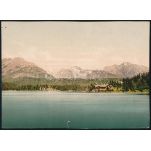 cca 1880 Csorba-tó, Magas-Tátra, Vysoké Tatry, fotokróm nyomat, sérülésekkel, 15×22 cm