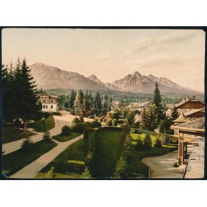 cca 1880 Tátrai látkép / Vysoké Tatry, fotokróm nyomat, sérülésekkel, 15×22 cm