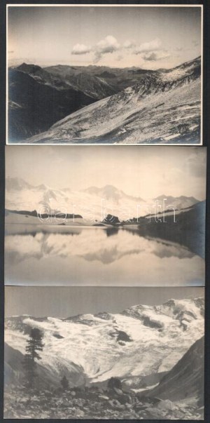 1930 Bíró Pál budapesti fotóművész felvételei az Alpok tájairól, 4 db vintage fotó, ezüst zselatinos fotópapíron...