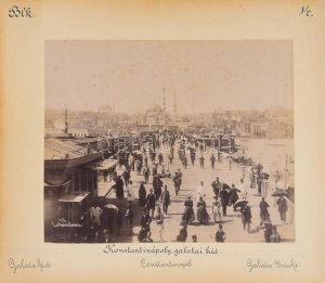 cca 1900 Konstantinápoly Galata híd / pincérnő Kétoldalas albumin fotók kartonon Sébah &...