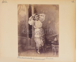 cca 1900 Konstantinápoly Galata híd / pincérnő Kétoldalas albumin fotók kartonon Sébah &...