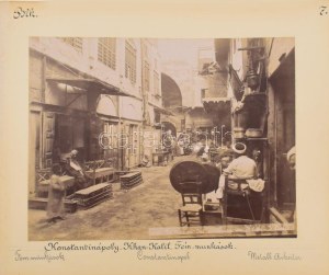 cca 1900 Konstantinápoly Ejub, Szultán sírok / Khab Kalil fémmunkások Kétoldalas albumin fotók kartonon Sébah &...