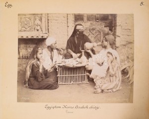 ca 1890 Adelphoi Zangaki: Egyiptom Kairó, arabok ebédje / Kairó látképe...