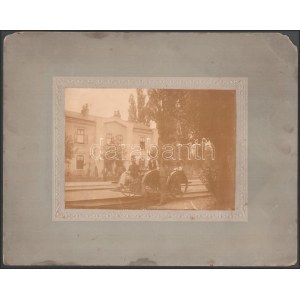 cca 1890 Lébényszentmiklós (Mosonszentmiklós), Győr-Moson-Sopron, vasútállomás vasúti hajtánnyal...