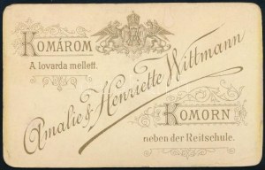 cca 1900 Elegáns fiatal hölgy portréja, vizitkártya Amalie & Henriette Wittmann komáromi (Komorn, Komárno...