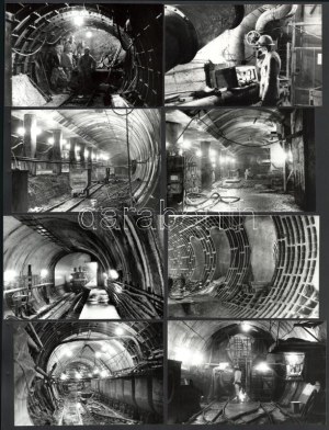 1973 és 1976 között készült felvételek a metróalagút építéséről, 13 db vintage ezüstzselatinos fotó, datált...
