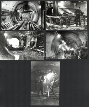 1973 és 1976 között készült felvételek a metróalagút építéséről, 13 db vintage ezüstzselatinos fotó, datált...