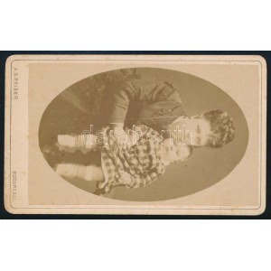 cca 1870-1880 Anya portréja gyermekével, vizitkártya A. D. Reiser bukaresti műterméből, a hátoldalon autográf sorokkal...