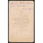 cca 1870-1880 Anya portréja gyermekével, vizitkártya A. D. Reiser bukaresti műterméből, a hátoldalon autográf sorokkal...