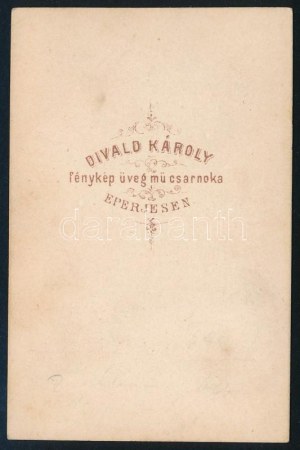 cca 1865-1870 Kutya műtermi portréja, vizitkártya Divald Károly (1830-1897) eperjesi műterméből (,...