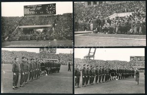1959 Magyarország - NSZK labdarúgó mérkőzés 4 db fotója, (magyar csapat: Grosics Gyula, Mátrai Sándor, Sipos Ferenc...