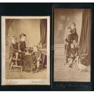1882 Pozsony, Műtermi portrék gyerekekről, 2 db keményhátú fotó Kozics műterméből, egyik hátoldalon datálva, 16,5×10...