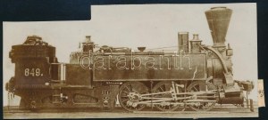 1854 Osztrák Déli Vasút Engerth tehermozdony, hátoldalon feliratozott fotó, 7×15 cm ...