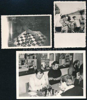 cca 1930-1960 6 db amatőr sakkozókat ábrázoló fotó, 6 db...