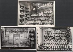 cca 1930 Divatcsarnok 7 db kirakatfotója, egy fotó sarkán gyűrődéssel, egy fotó sarkán kis sérüléssel...