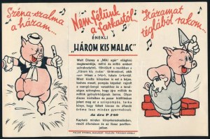 cca 1935 Walt Disney: A három kismalac c. rajzfilm könyvváltozatának magyar kiadását reklámozó színes prospektus. Bp....