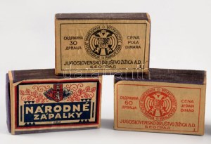 cca 1920-1940 7 db jugoszláv és csehszlovák gyufásdoboz, változó állapotban.