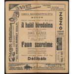 cca 1920 Omnia mozgókép palota műsora, Bp.,Thalia-ny., rengeteg korabeli reklámmal is, színes, litografált...