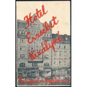1933 Erzsébet királyné szálló (Bp., IV., Egyetem utca 5) reklámos zsebnaptár, kinyitva...