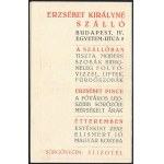 1933 Erzsébet királyné szálló (Bp., IV., Egyetem utca 5) reklámos zsebnaptár, kinyitva...
