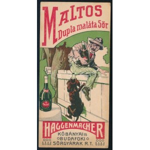 ca 1910 Haggenmacher Maltos sör számolócédula ca 1910 Beer calculation sheet