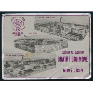 1932 Klobouky Böhmové Nový Jičín, cseh kalapgyárat reklámozó fém kártyanaptár, kisebb hibákkal, 7x9,5 cm /...