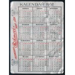 1932 Klobouky Böhmové Nový Jičín, cseh kalapgyárat reklámozó fém kártyanaptár, kisebb hibákkal, 7x9,5 cm /...