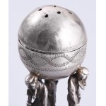 Ezüst (Ag) besamin tartó figurális alakokkal, 1894, orosz, jelzett, mesterjellel, m: 8,5 cm, 69g /// Silver (Ag...