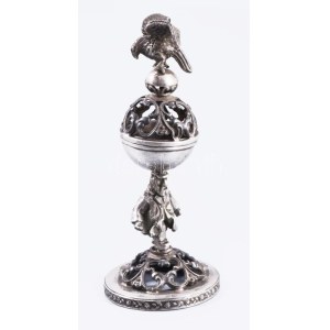 Ezüst (Ag) besamin tartó, 1894, orosz, jelzett, mesterjellel, m: 12,5 cm, 66g /// Silver (Ag) Besamim Container, 1894...
