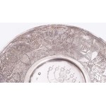 Ezüst (Ag) Kiddus pohár alátéttel. cca 19. sz. utolsó harmada, jelzett, mesterjeggyel, m: 9,5 cm, d: 13,5 cm...