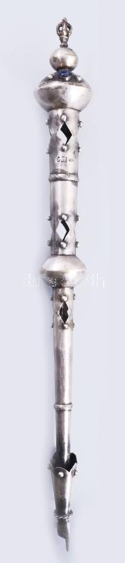 Tóramutató antik orosz ezüst (Ag) 1785. Jelzett AD mesterjegy. szodalit köves berakással. 43 cm , 140 g...