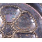 Szédertál, ezüst (Ag) XIX. sz. vége. dianás jelzéssel, GU mesterjeggyel 611g, d: 31 cm Seder plate, silver (Ag...