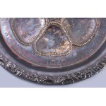Szédertál, ezüst (Ag) XIX. sz. vége. dianás jelzéssel, GU mesterjeggyel 611g, d: 31 cm Seder plate, silver (Ag...