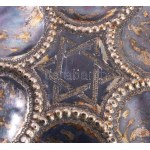 Szédertál, ezüst (Ag) XIX. sz. vége. dianás jelzéssel, GU mesterjeggyel 611g, d: 31 cm Seder plate, silver (Ag...
