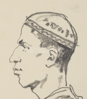 Márton Ferenc (1884-1940): 1933 Gödöllői Jamboree - szíriai cserkészcsapat vezető aláírt rajza. Ceruza, papír, jelzett...