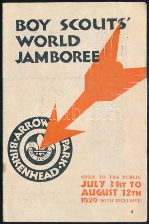 1929 Arrowe cserkész világ Jamboree kihajtható, színes, képes, leporelló. ...